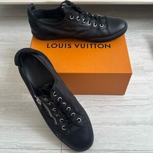 Louis Vuitton Black Damier Sneakers Men With Box & Dust Bags Luxury Designer